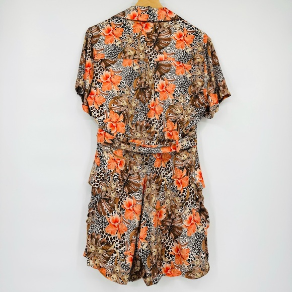 Lita by Ciara Silky Satin Safari Animal Print Utility Romper - Picture 5 of 16